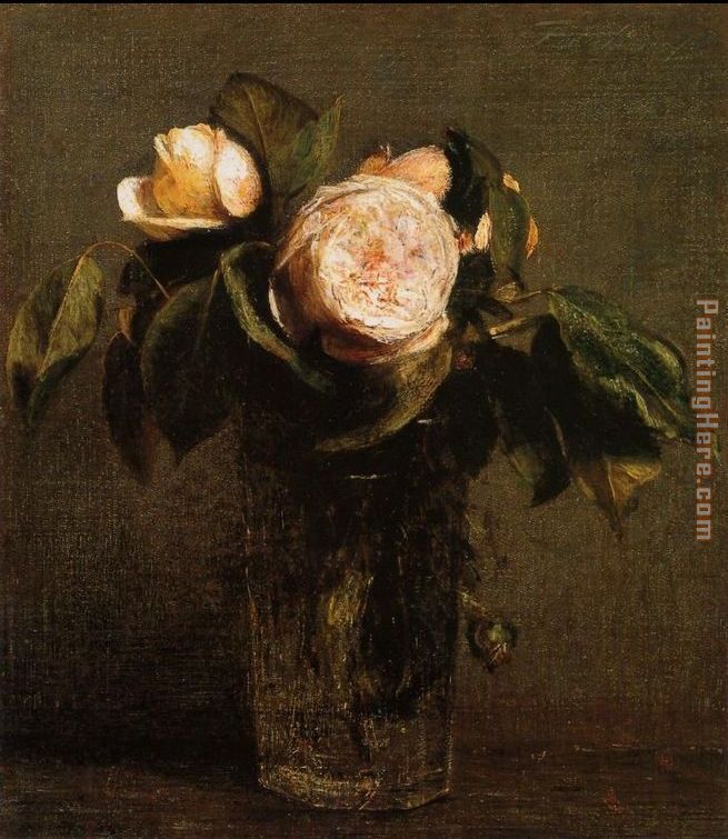 Roses in a Tall Glass painting - Henri Fantin-Latour Roses in a Tall Glass art painting